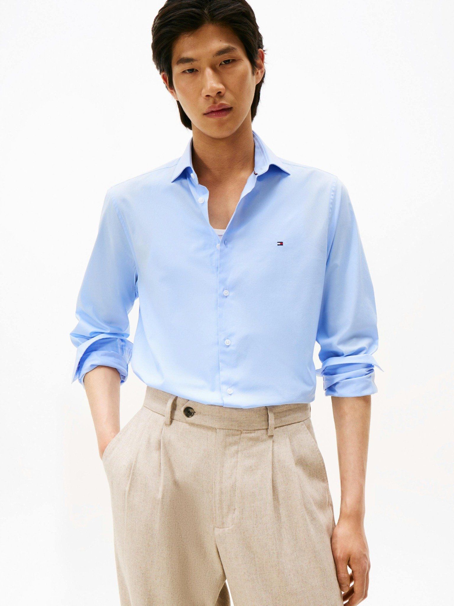 Tommy Hilfiger - Áo sơ mi tay dài nam Flex Slim Fit Poplin Shirt