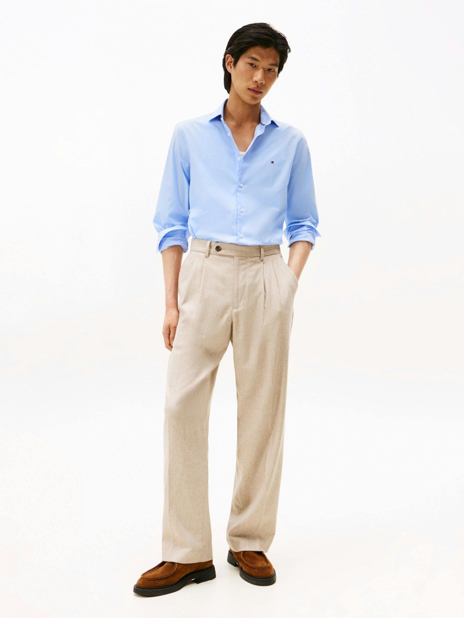 Tommy Hilfiger - Áo sơ mi tay dài nam Flex Slim Fit Poplin Shirt