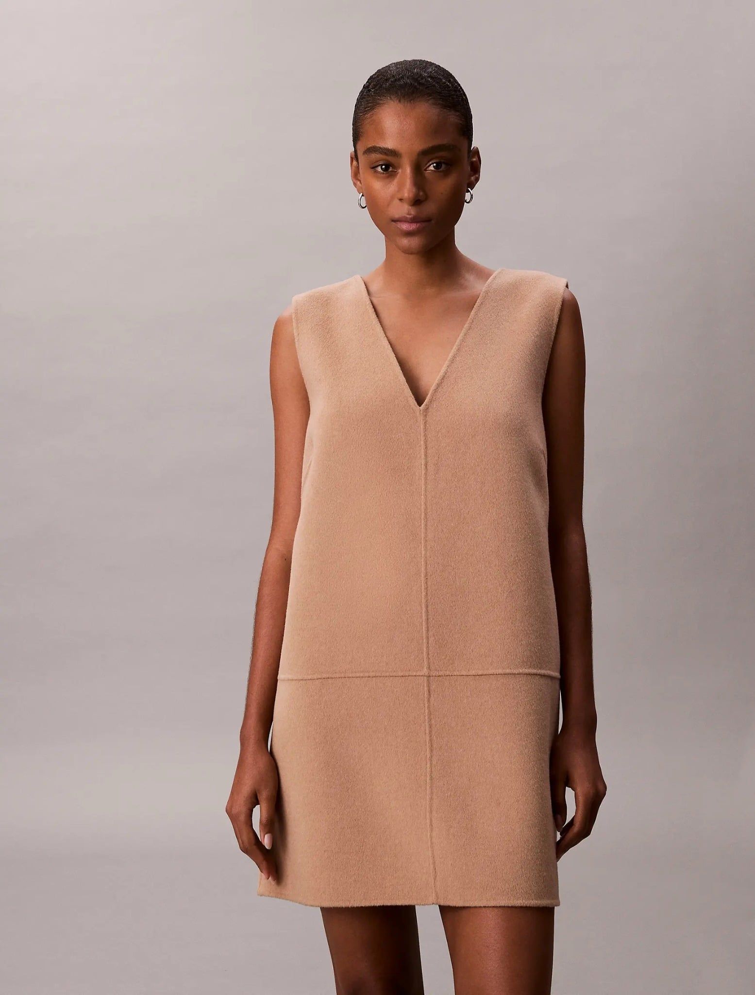 Calvin Klein - Đầm len nữ Doubleface V-Neck Mini Shift