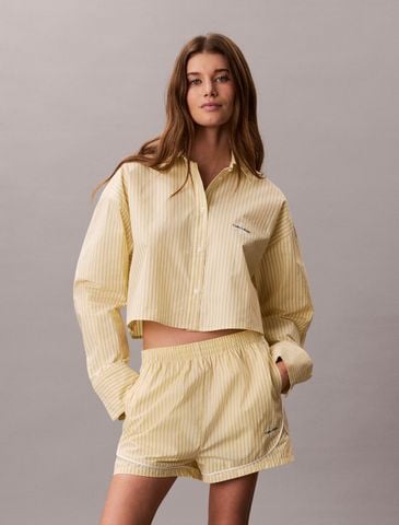 Calvin Klein - Áo Ngủ Nữ Cropped Cotton Poplin Pyjama Top
