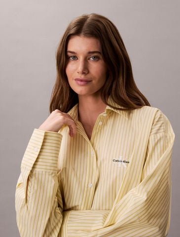 Calvin Klein - Áo Ngủ Nữ Cropped Cotton Poplin Pyjama Top