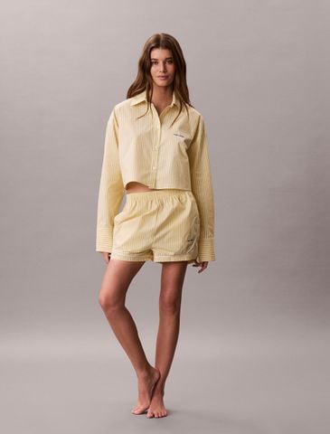 Calvin Klein - Áo Ngủ Nữ Cropped Cotton Poplin Pyjama Top