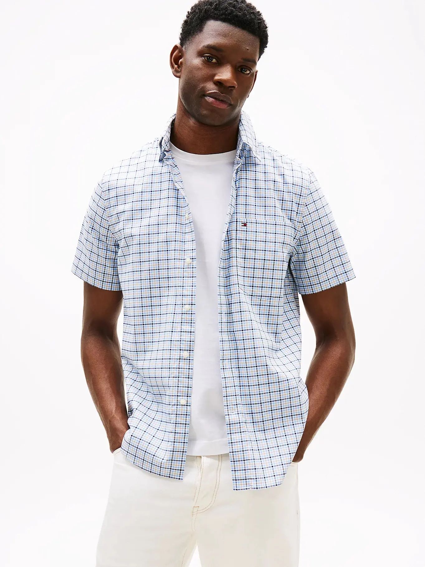 Tommy Hilfiger - Áo sơ mi tay ngắn nam Light Oxford Tartasal Shirt