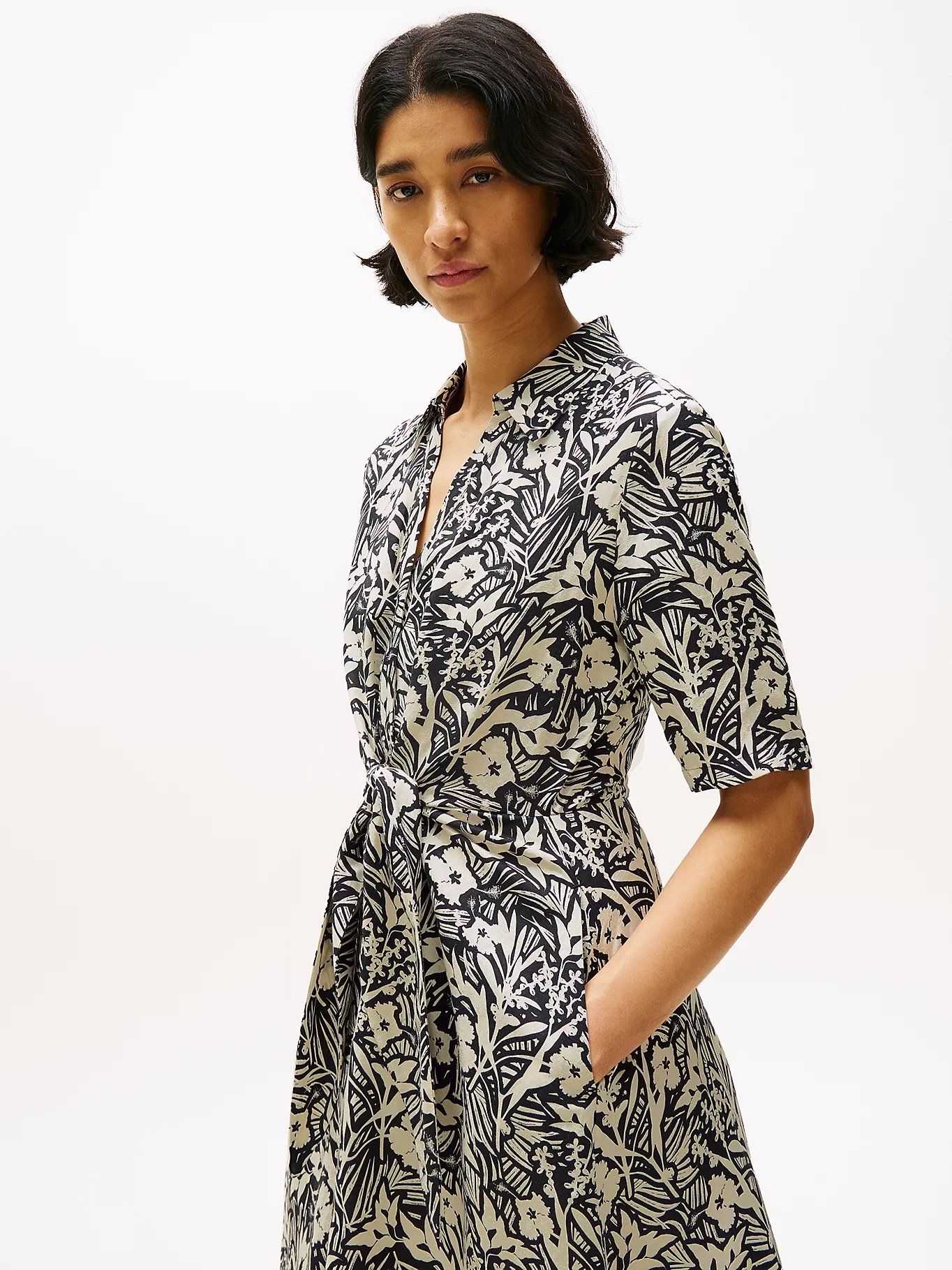 Tommy Hilfiger - Đầm nữ Relaxed Midi Linen Blend Shirt Dress