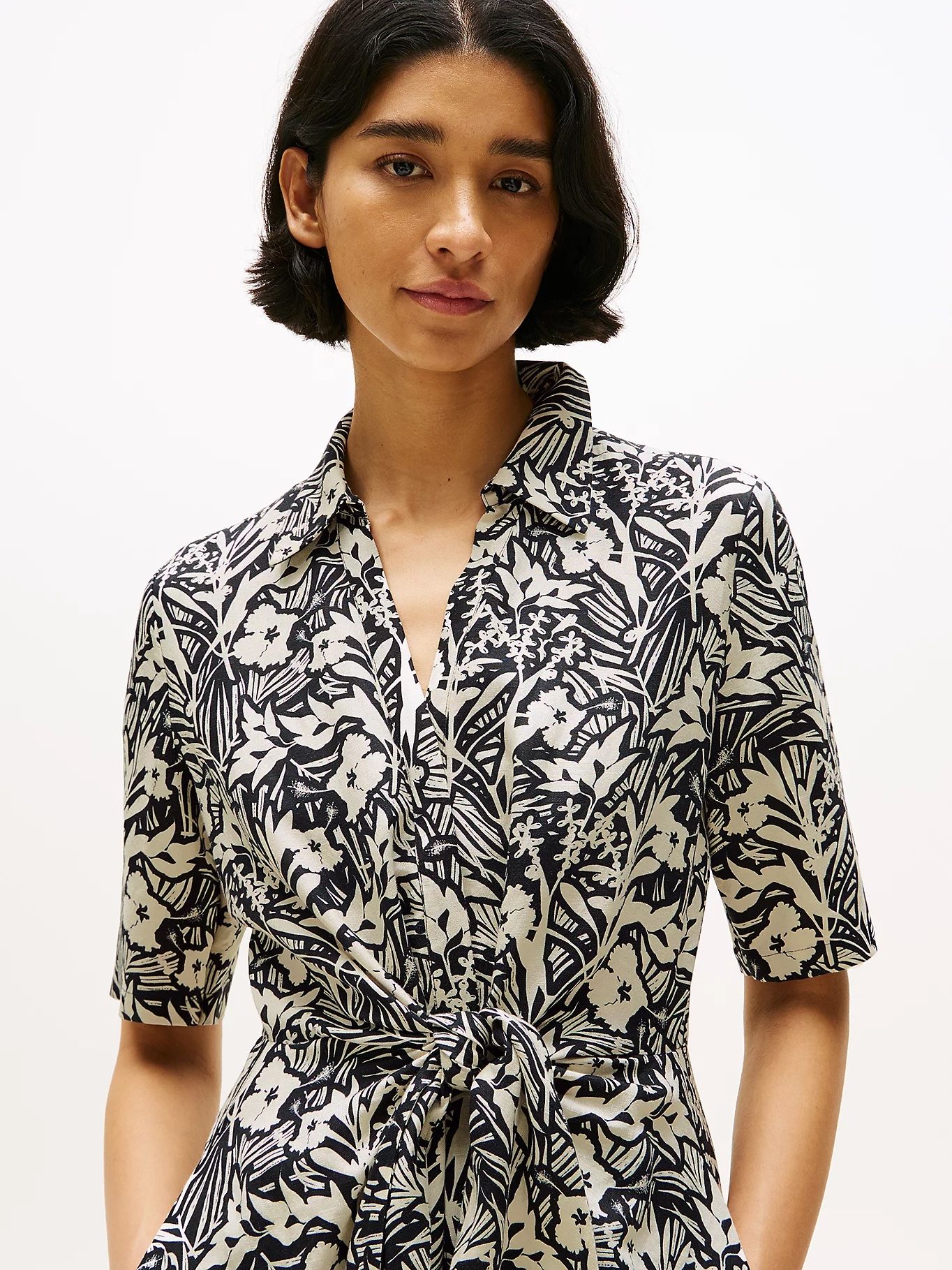Tommy Hilfiger - Đầm nữ Relaxed Midi Linen Blend Shirt Dress