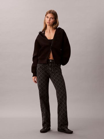 Calvin Klein - Quần Jean Dài Nữ Allover Monogram Mid Rise Straight Jeans