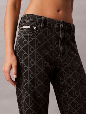 Calvin Klein - Quần Jean Dài Nữ Allover Monogram Mid Rise Straight Jeans