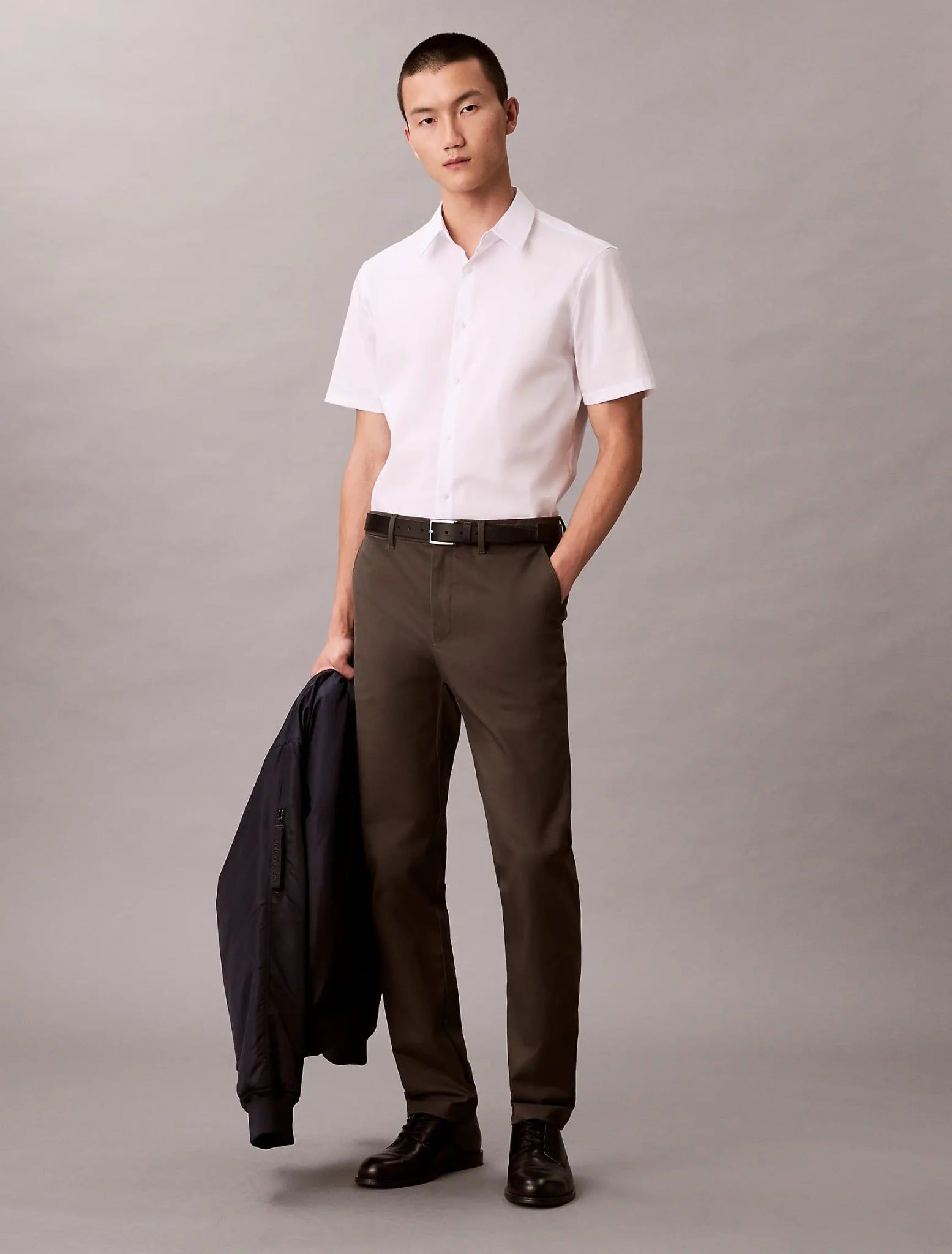 Calvin Klein - Áo sơ mi tay ngắn nam CK Solid Stretch Slim Shirt