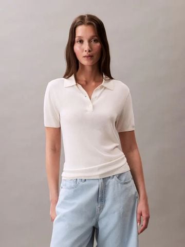 Calvin Klein - Áo polo dệt kim nữ Fine Gauge Viscose Polo