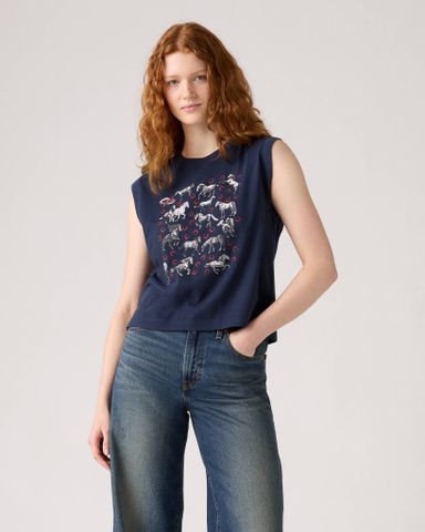 Levi's - Áo thun ba lỗ nữ Graphic Boxy Tank Top - Blue