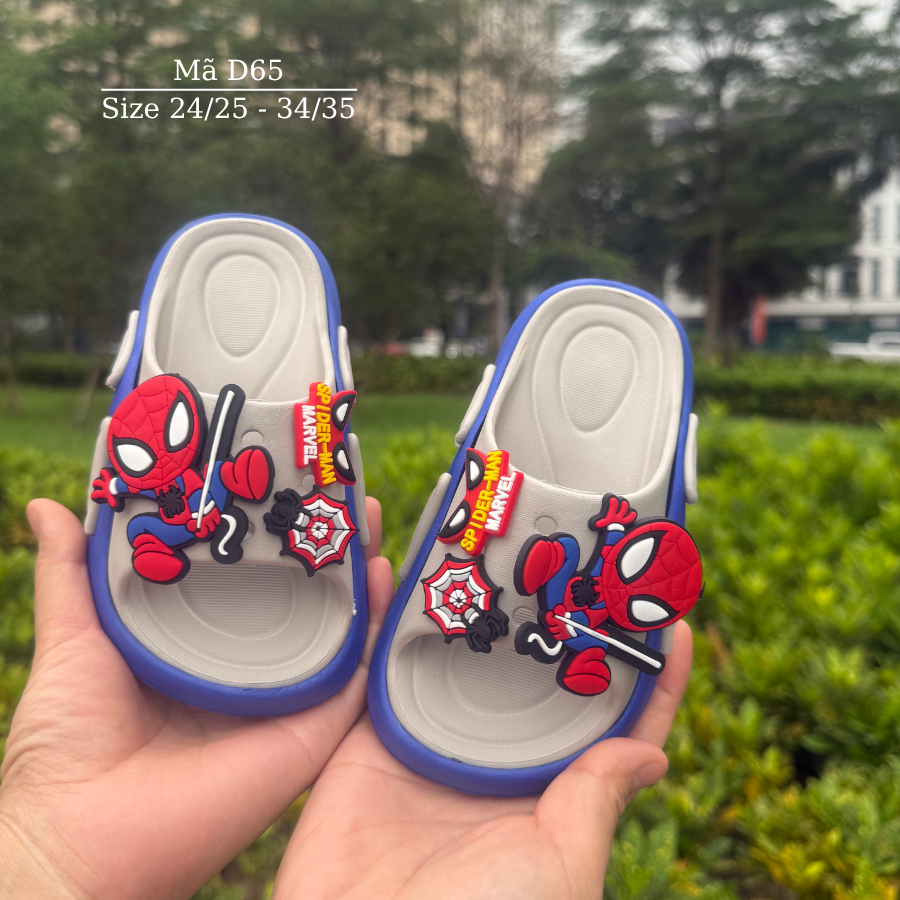 Dép Bé Trai Siêu Nhân Spiderman Quai Ngang Siêu Nhẹ, Êm Chân, Chống Trơn Cho Bé 3–7 Tuổi NHÍM SHOP D65