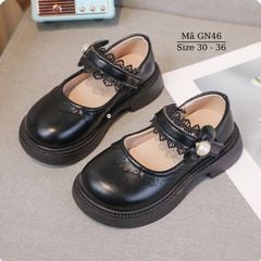 Giày Búp Bê Bé Gái Đen Phối Ren 5-10 Tuổi, Giày Đi Học, Giày Đồng Phục Học Sinh Vinschool, Ngôi Sao, Trường Quốc Tế NHÍM SHOP GN46