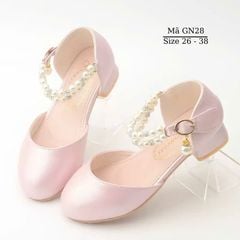Giày cao gót bé gái 3 - 12 tuổi tiểu thư công chúa đế vuông quai ngọc trai đi tiệc chụp ảnh biểu diễn thời trang GN28