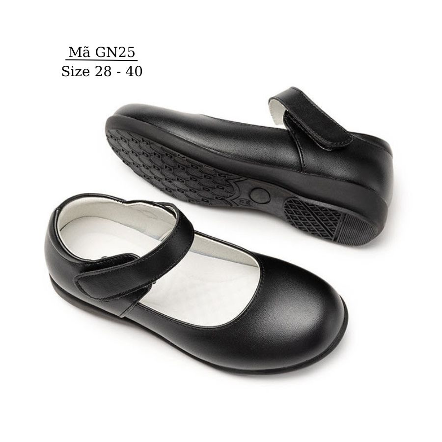 Giày búp bê bé gái 3 - 12 tuổi da bò cao cấp phong cách thanh lịch màu đen đi học, dự tiệc, đồng phục Vinschool, Ngôi Sao GN25