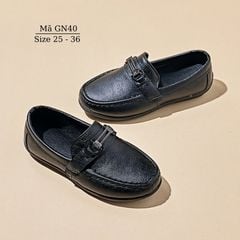 Giày lười bé trai, giày moca đen cho bé trai 2 - 9 tuổi sang trọng lịch lãm mặc vest, đi tiệc, đi chơi chụp hình thời trang GN40