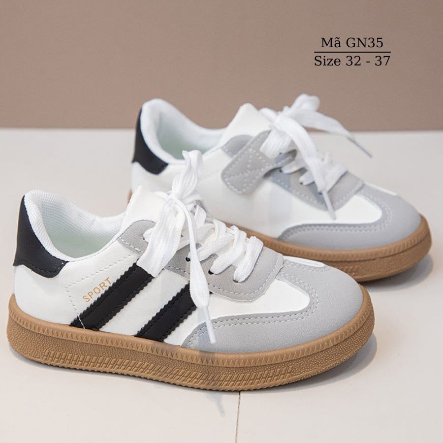 Giày bata thể thao học sinh tiểu trung học đi học, thể dục, chạy bộ dáng cột dây kết hợp quai dáng năng động cá tính GN35