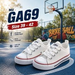 Giày trắng buộc dây trẻ em học sinh tiểu trung học GA69
