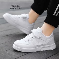 Giày trắng cho bé gái 4 - 15 tuổi dáng thể thao năng động cá tính siêu nhẹ êm chân đi học, đi chơi, biểu diễn GN26