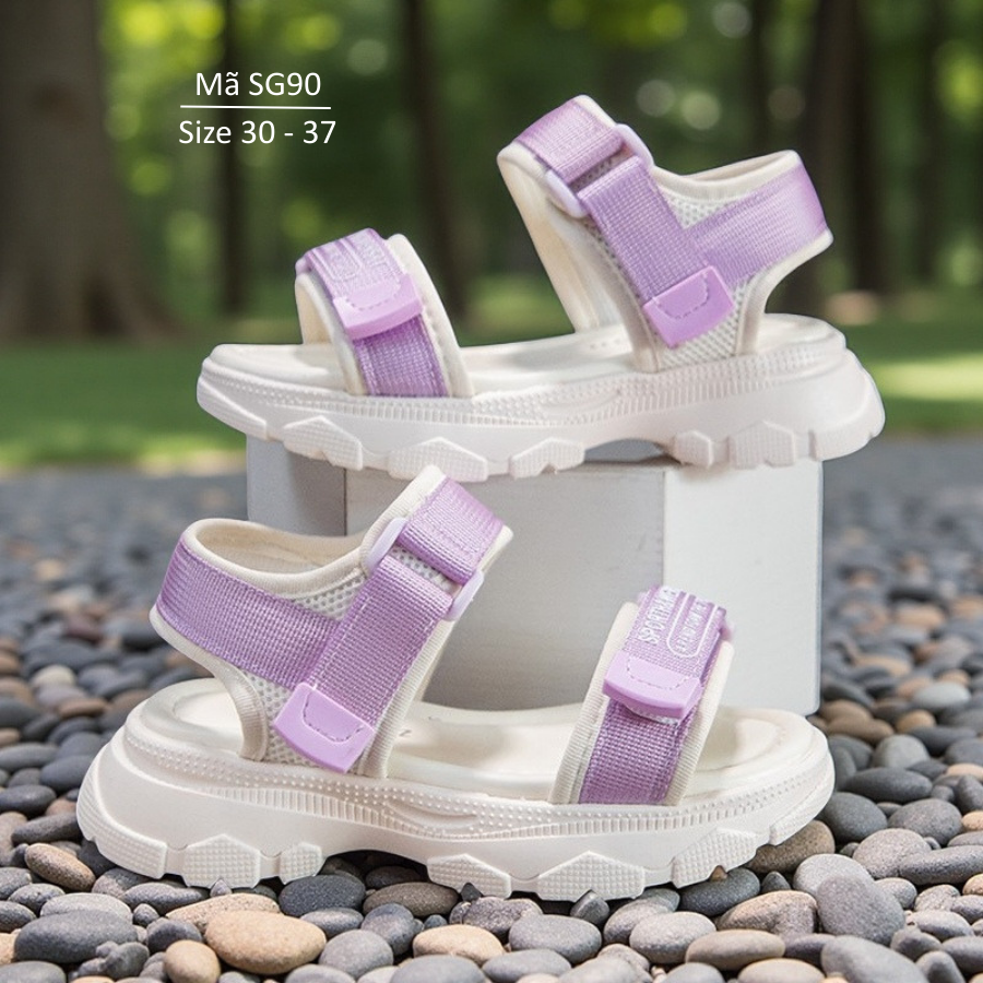 Sandal bé gái 5 - 12 tuổi dép quai hậu học sinh tiểu trung học đi học đi chơi đế độn 3.5cm năng động cá tính SG90