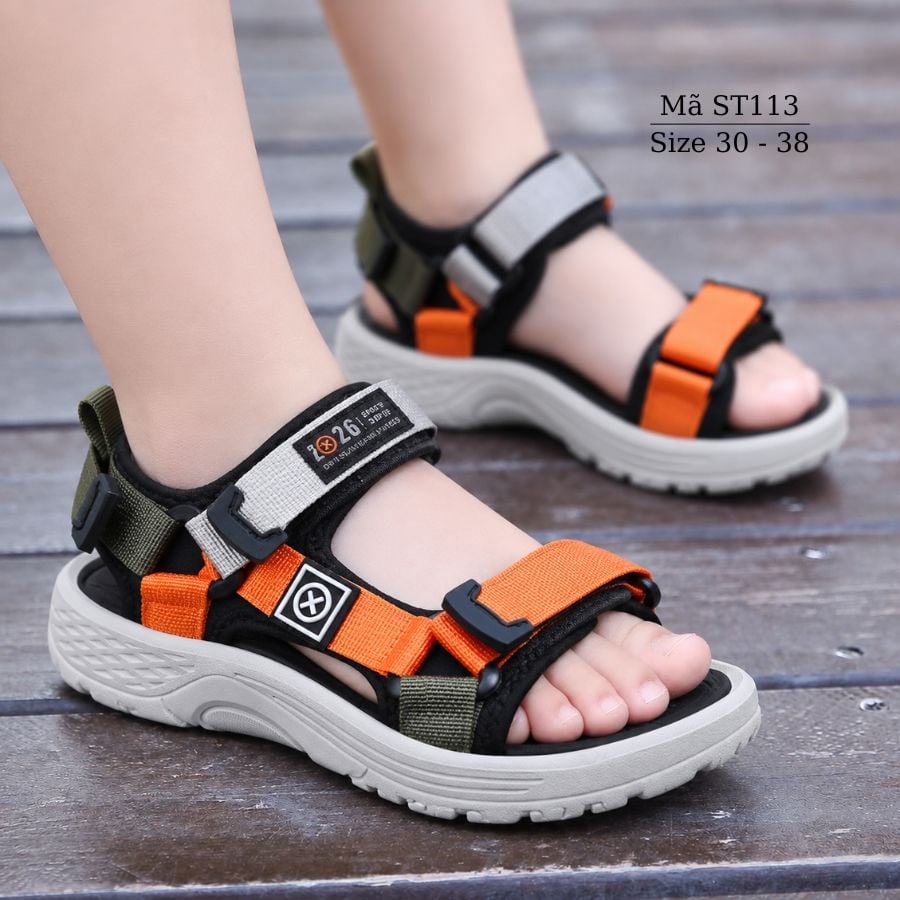 Sandal Bé Trai 5-12 Tuổi Dép Quai Hậu Quai Dán Đi Học Siêu Nhẹ Đàn Hồi Thể Thao Cá Tính Chống Hôi Chân ST113