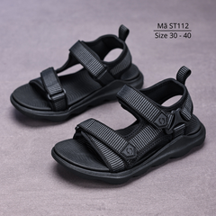 Dép Sandal Bé Trai Thể Thao Quai Hậu Đen Xám Đế Eva Siêu Nhẹ Đi Học Đi Chơi 5-15 Tuổi NHÍM SHOP ST112