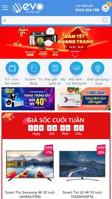 Mẫu website Evo Điện Máy