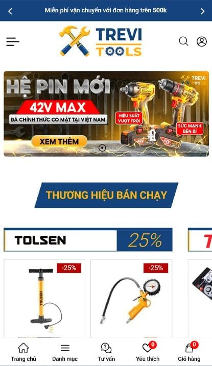Mẫu website Trevi Tools