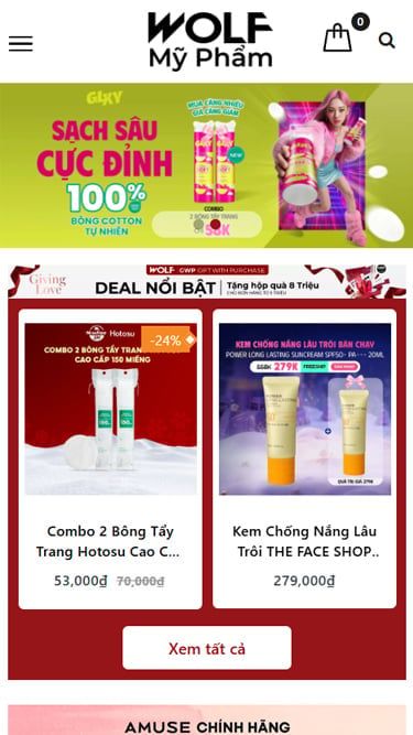 Mẫu website Wolf Mỹ phẩm