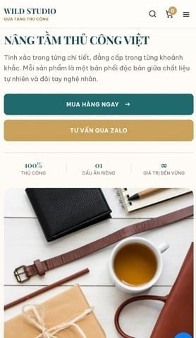 Mẫu website Quà tặng thủ công Wild Studio