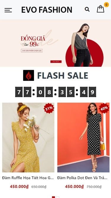 Mẫu website EvoFashion