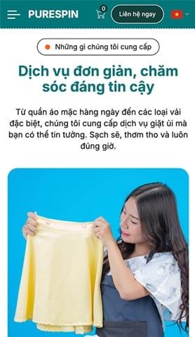Mẫu website Dịch vụ giặt ủi PureSpin
