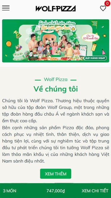 Mẫu website Wolf Pizza