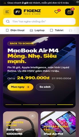 Mẫu website F1GENZ TECH STORE - Công nghệ