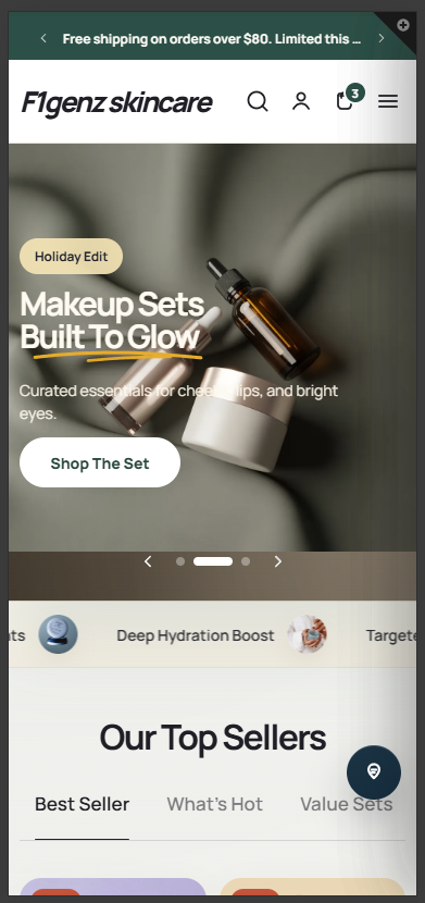 Mẫu website F1GENZ Skincare - Làm đẹp