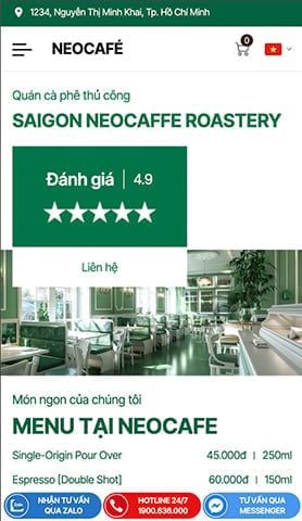 Mẫu website NeoCafé