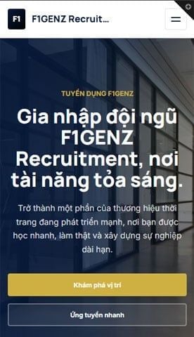 Mẫu website F1GENZ Recruitment - Tuyển dụng