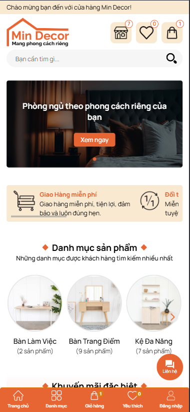 Mẫu website Min Decor