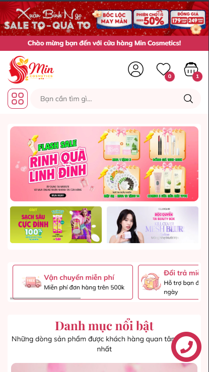 Mẫu website Min Cosmetics