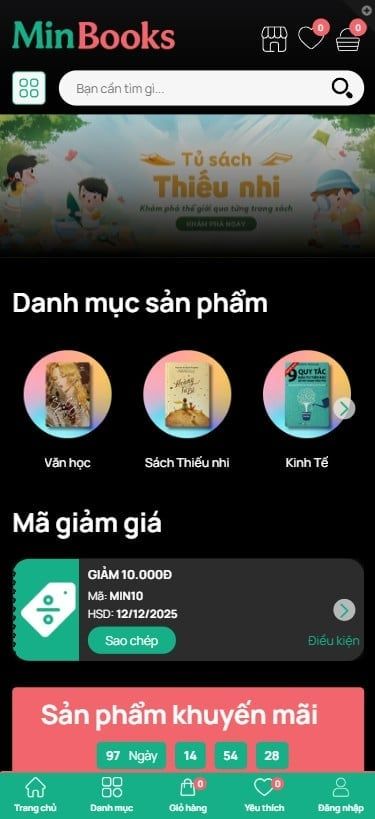Mẫu website Min Book Store