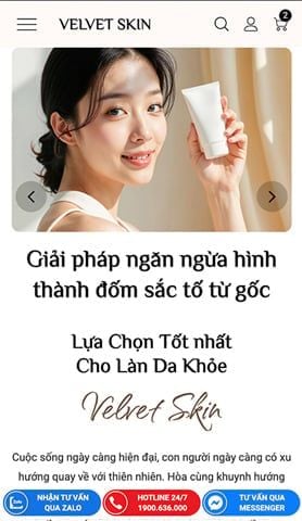 Mẫu website Mỹ phẩm Velvet Skin