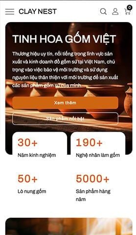 Mẫu website Gốm Sứ Clay Nest