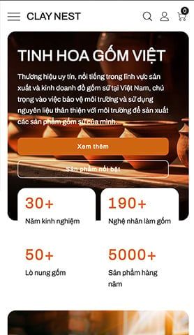 Mẫu website Gốm Sứ Clay Nest