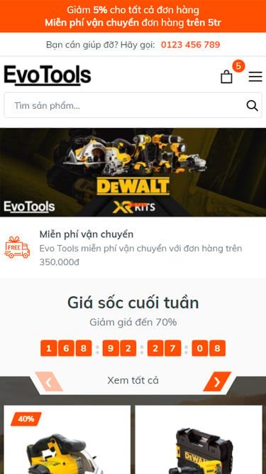 Mẫu website Evo Tools