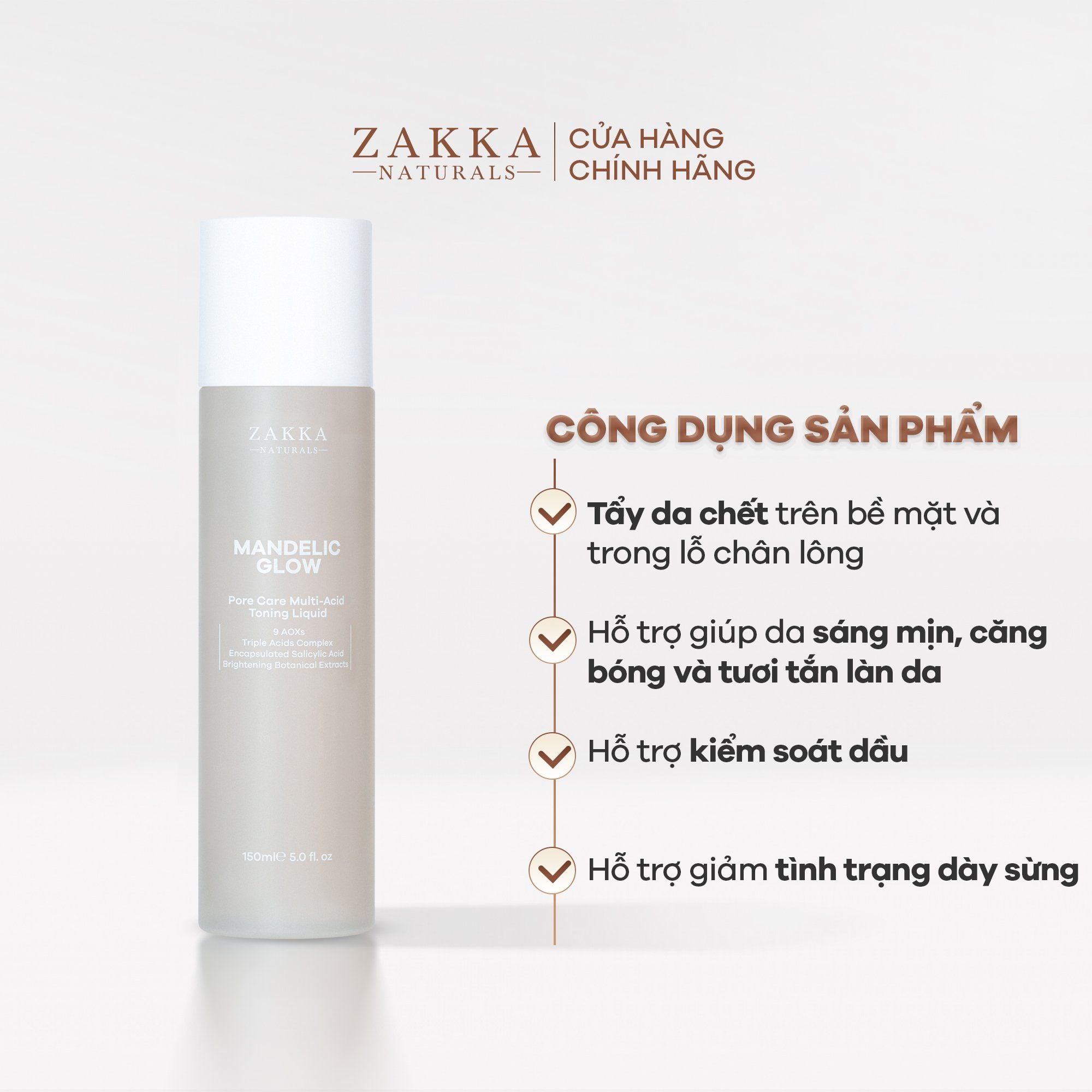  Toner tẩy da chết AHA, BHA Mandelic Glow 