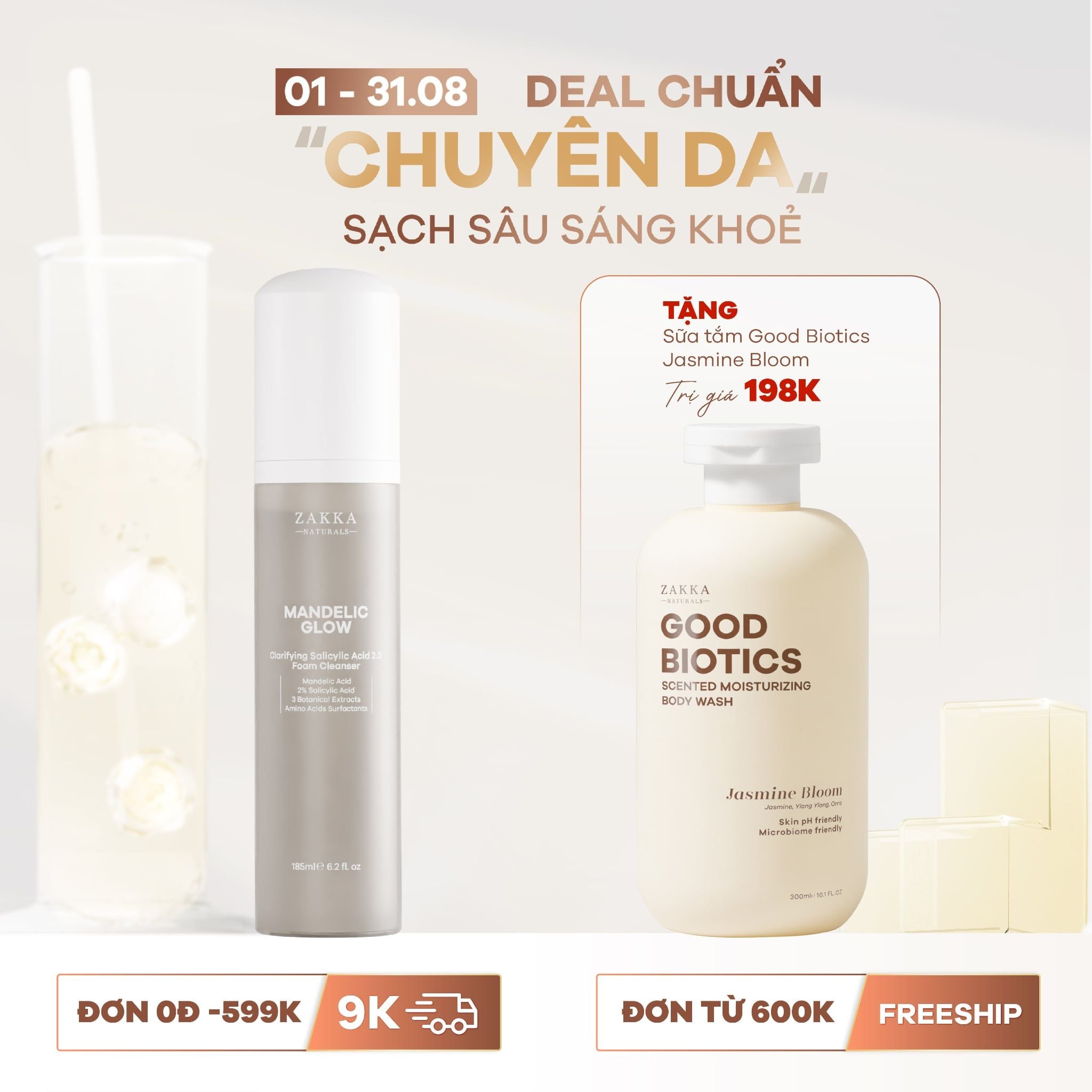 Sữa Rửa Mặt AHA BHA Mandelic Glow Clarifying Salicylic Acid 