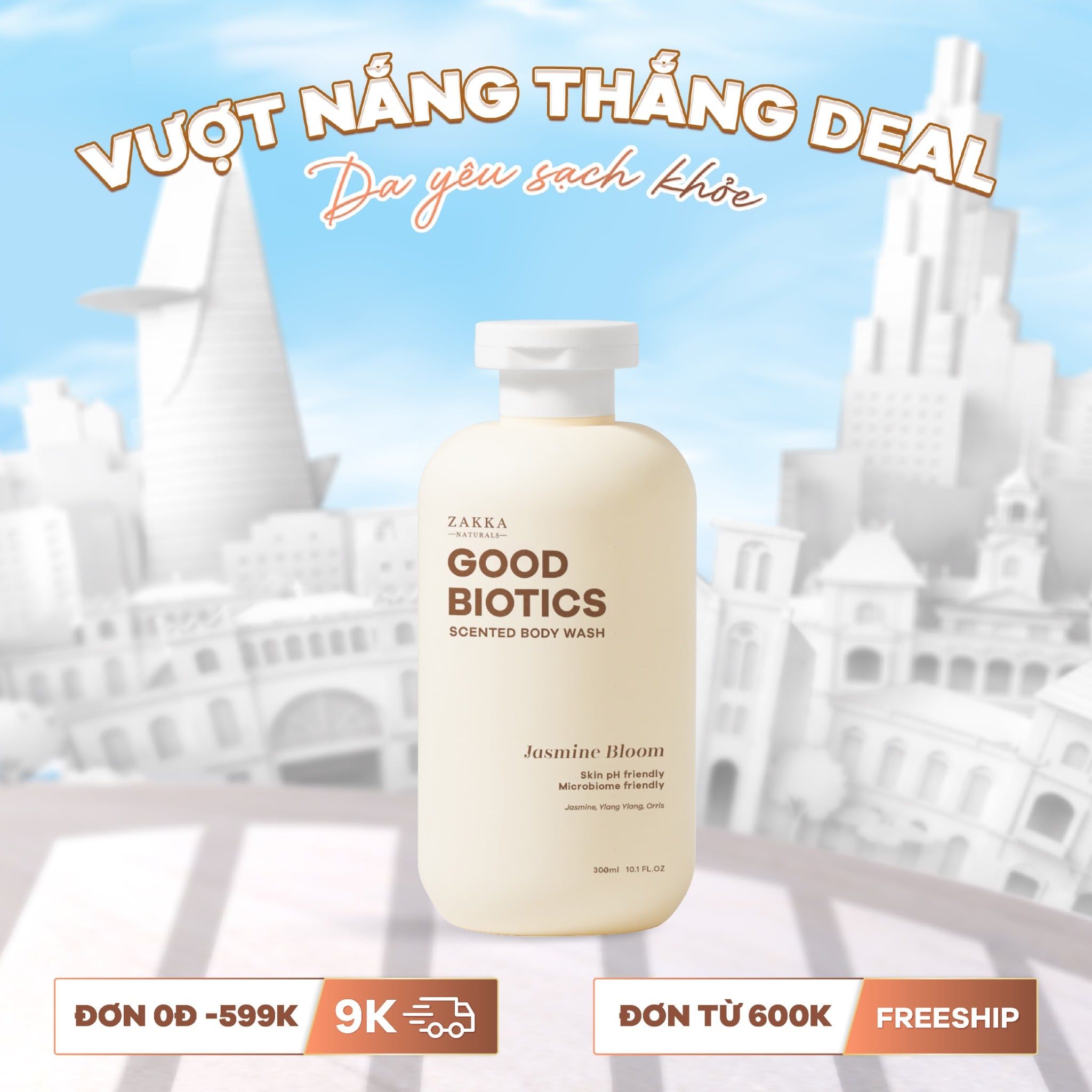  Sữa Tắm Lợi Khuẩn Hương Nước Hoa Jasmine Bloom - Good Biotics Scented Body Wash Jasmine Bloom 300ml 