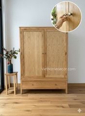 Tủ áo gỗ sồi mỹ ngang 1.4m #9068