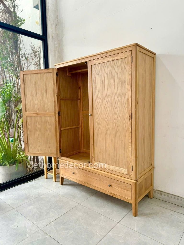 Tủ áo gỗ sồi mỹ ngang 1.4m #9068