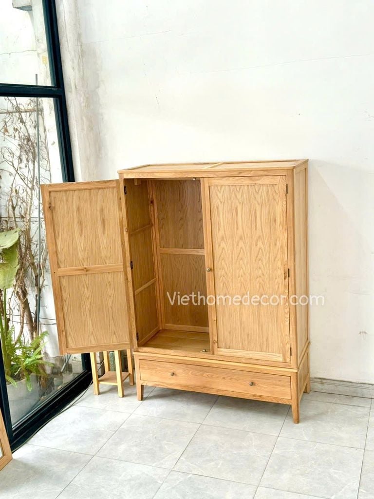 Tủ áo gỗ sồi mỹ ngang 1.4m #9068