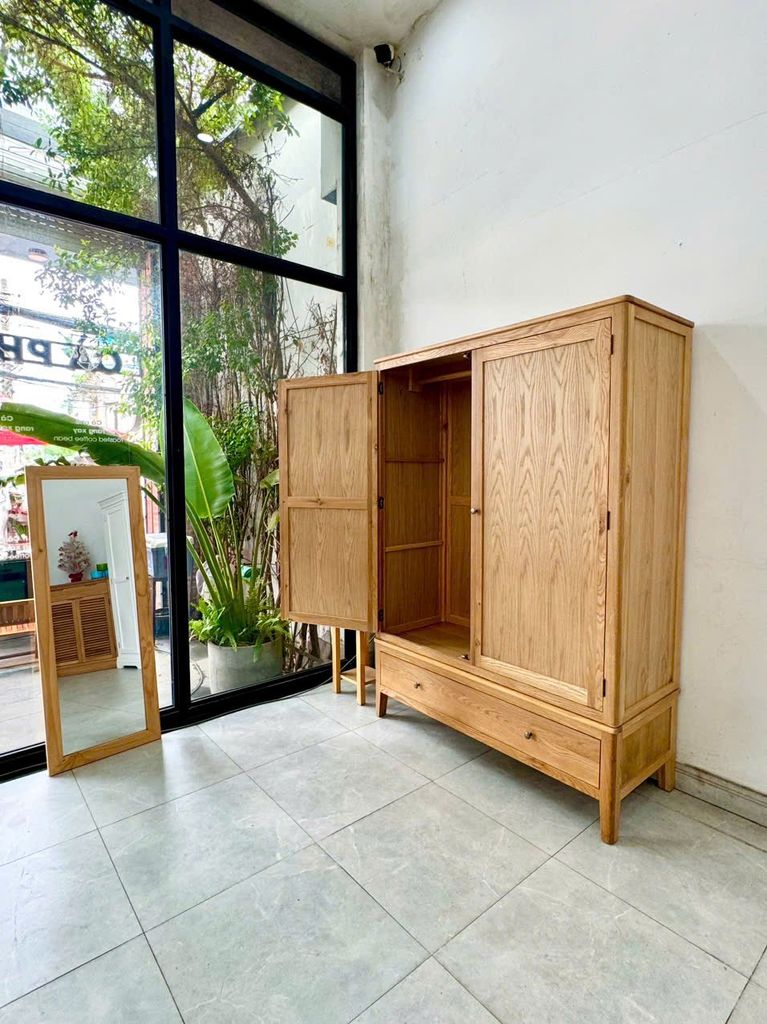 Tủ áo gỗ sồi mỹ ngang 1.4m #9068